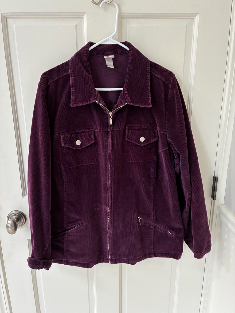 Butterfly Dsigns Corduroy Zip Jacket - Plum